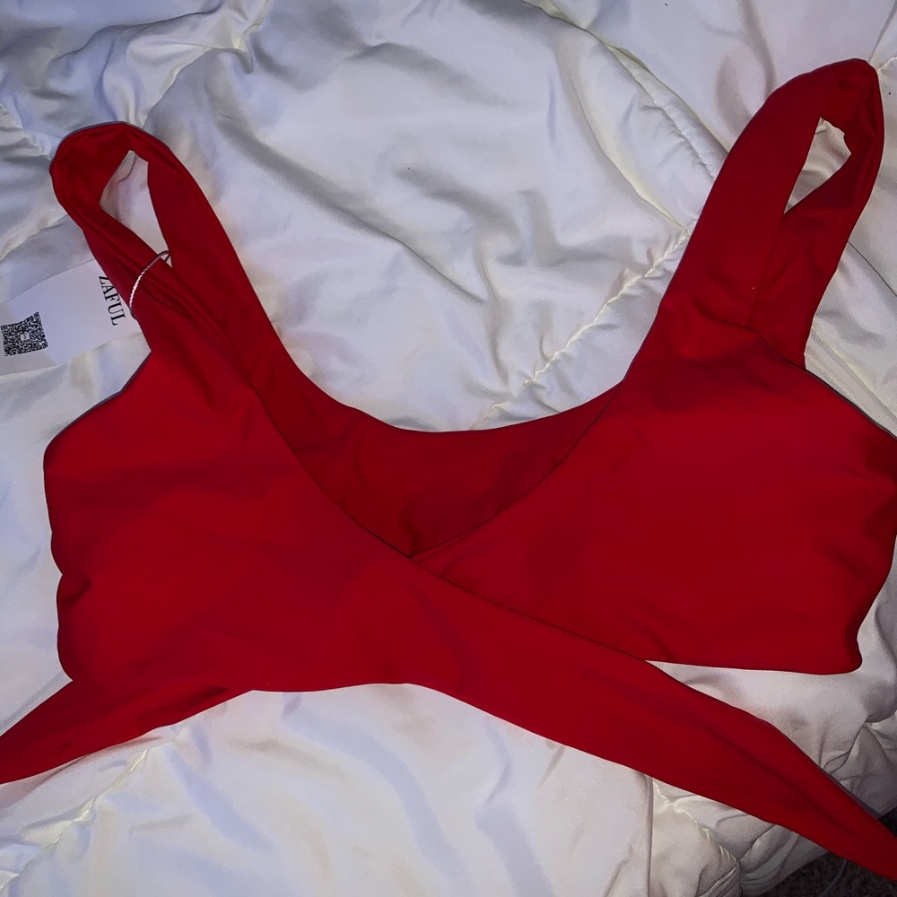 Red swimsuit top